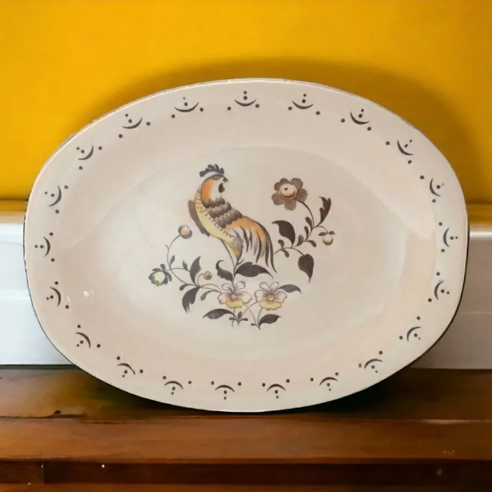 ‎Staffordshire Old Granite Sun Up Platter Serving Johnson Brothers Rooster Vtg